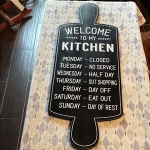 NWT- Large Black & White Kitchen Welcome Sign